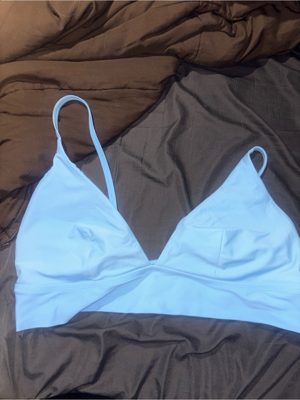 Light Blue Triangle Bikini Top with Adjustable Spaghetti Straps